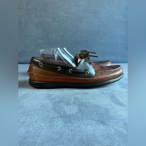 Life Outdoors Slip On Loafer Boat Shoes Men’s SZ 11 Black Brown Leather Preppy